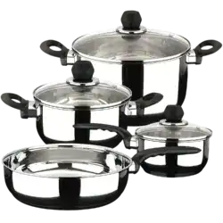 Magefesa Practika Plus 7-piece stainless steel cookware set with glass lids and induction base