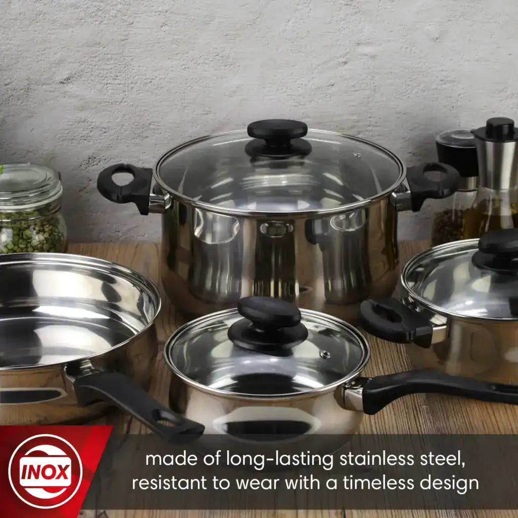 Magefesa Deliss stainless steel cookware set, durable and timeless design, perfect for everyday cooking