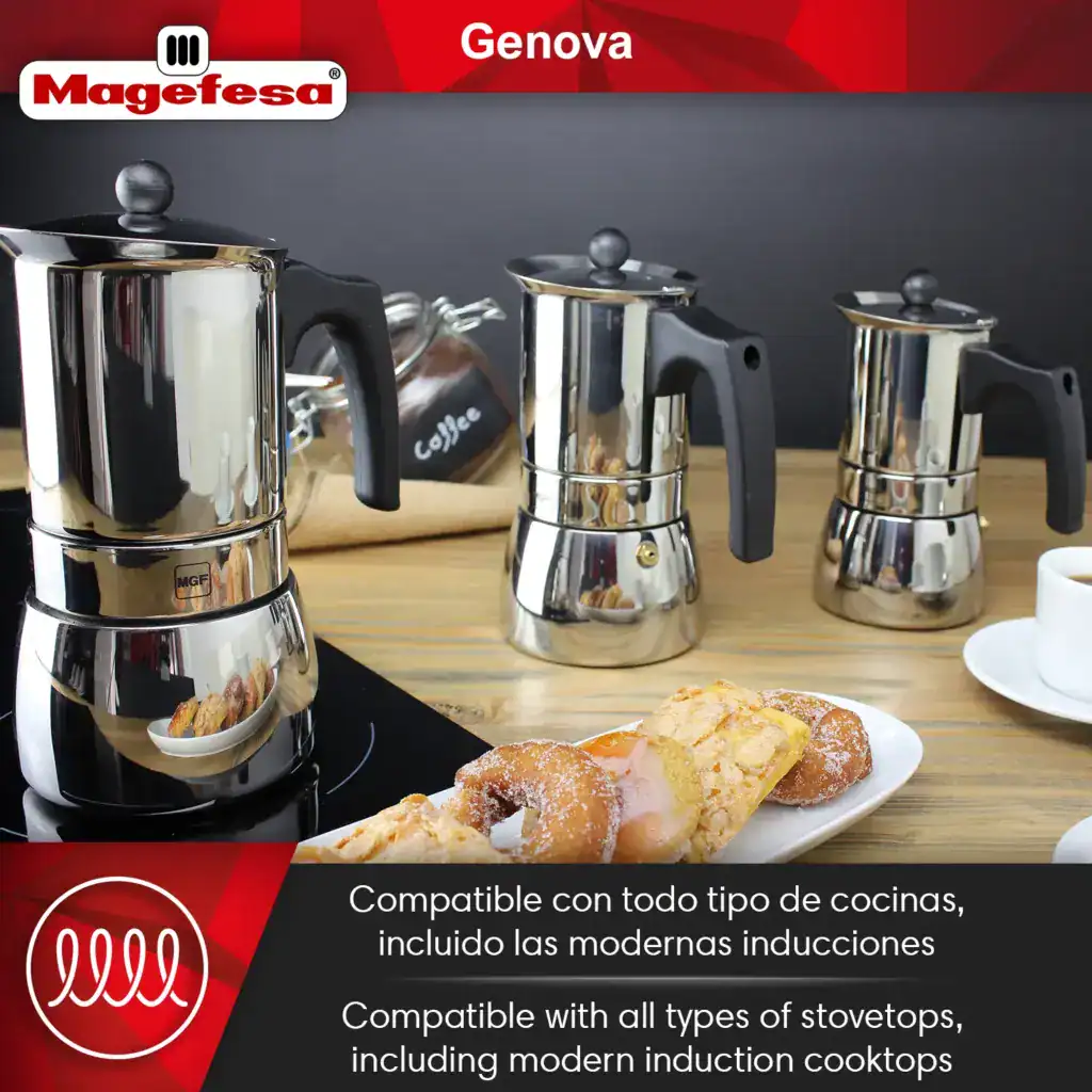 Compatible with all types of stovetops - Genova Coffee Maker