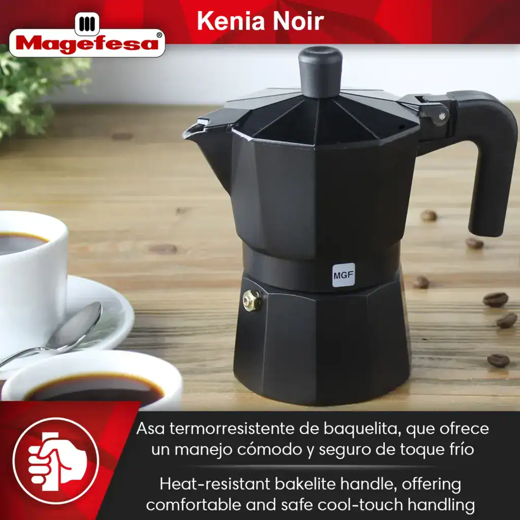 Heat-resistant bakelite handle - Magefesa Kenia Noir