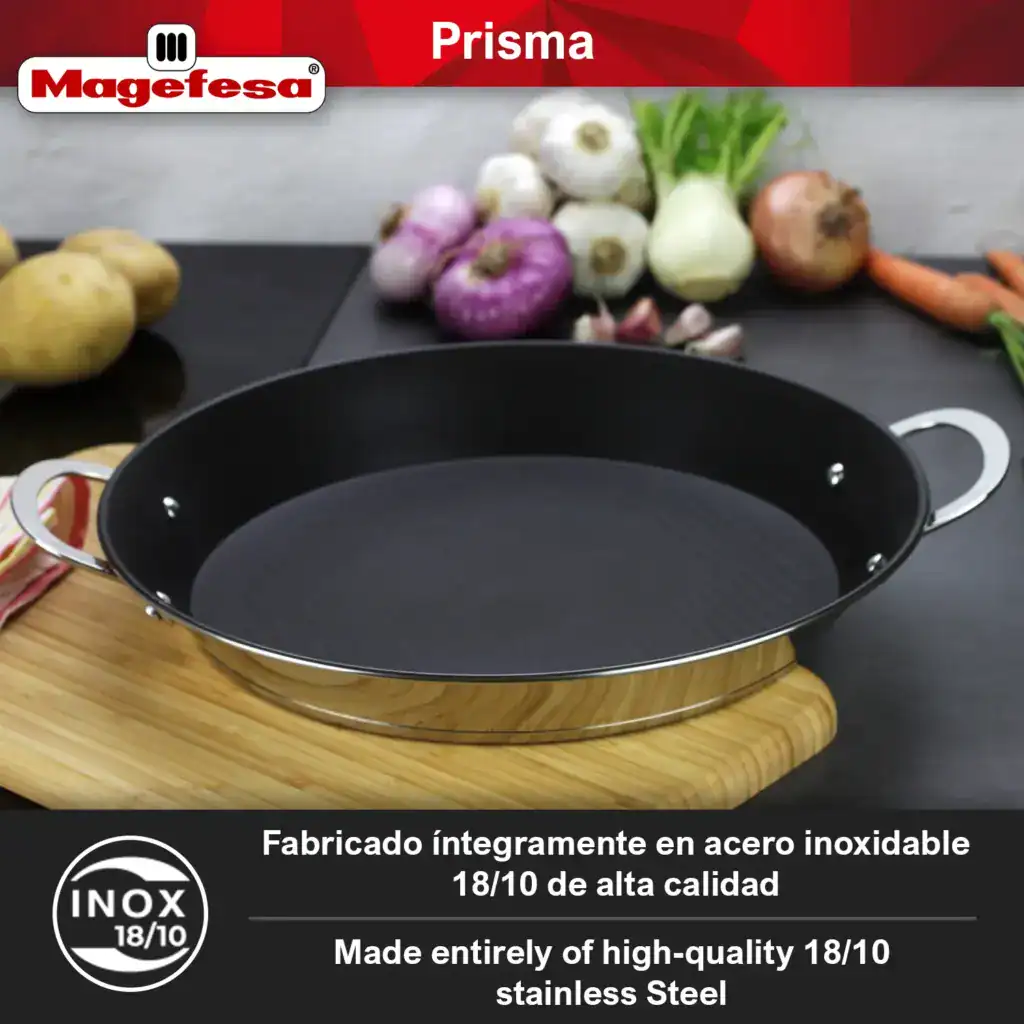 18/10 Stainless Steel - Magefesa Prisma Paella Pan