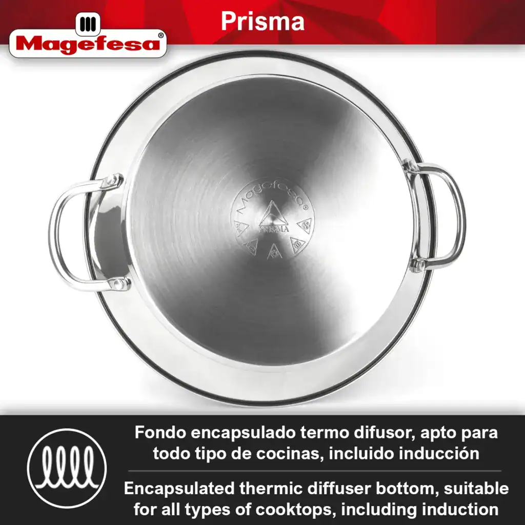 Encapsulated thermic diffuser bottom - Magefesa Prisma Paella Pan