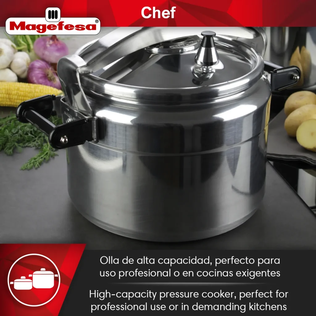High capacity pressure cooker, ideal for professional kitchens