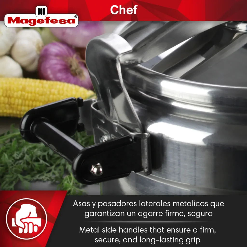 Metal side handles for a secure, firm, and durable grip