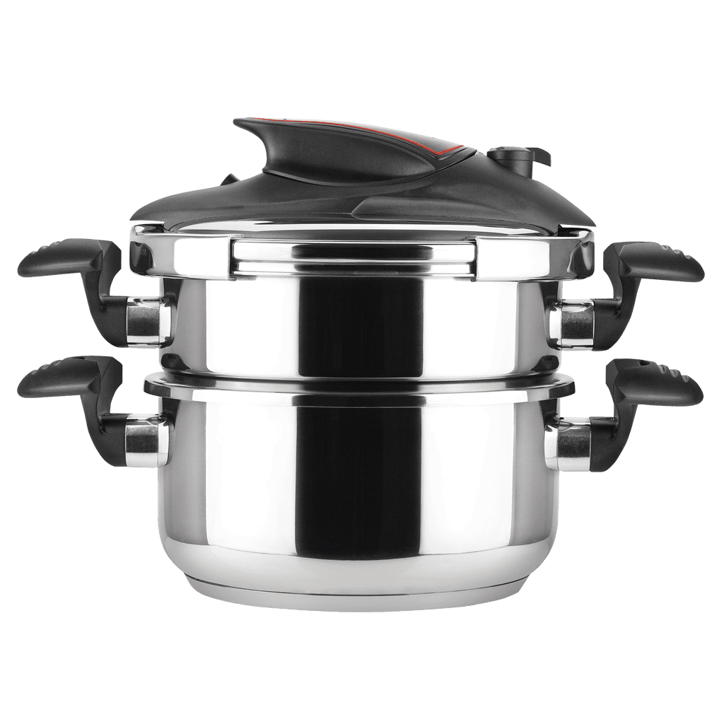 MAGEFESA ® Prisma 4.2 + 6.3 Quart Stove-top Super Fast Pressure Cooker,  Easy Smooth Locking Mechanism, Polished 18/10 Stainles Steel, Suitable