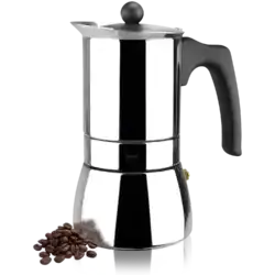 Magefesa Genova Stovetop Espresso Coffee Maker, Stainless Steel Moka Pot - 4 cups