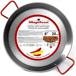 Magefesa Carbon Steel Paella Pan Ideal For Outdoor Cooking And Traditional Valencian Paella - 8" - 2 Servings