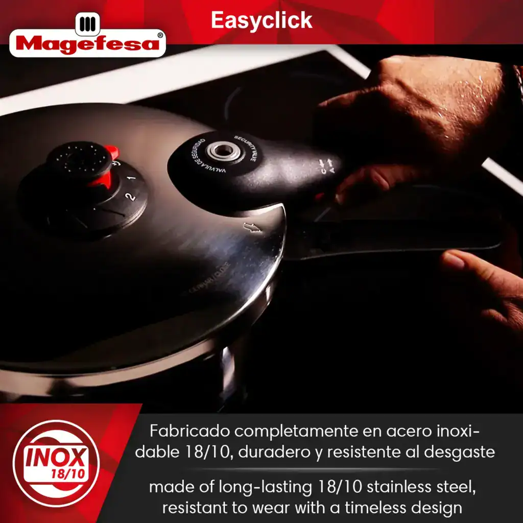 Close-up of EasyClick handle showing smooth easy-open locking mechanism in use.