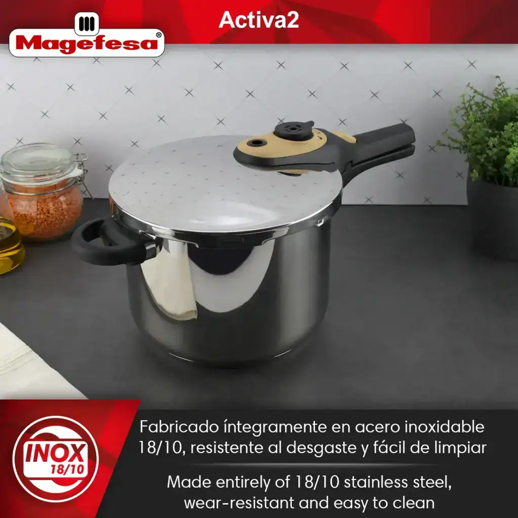 18/10 Stainless Steel- Activa2 Mustard Pressure Cooker