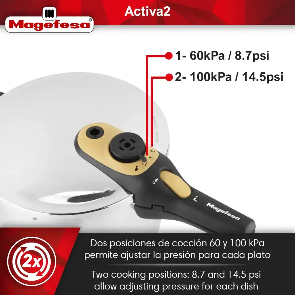 Two cooking positions - Activa2 Mustard Pressure Cooker