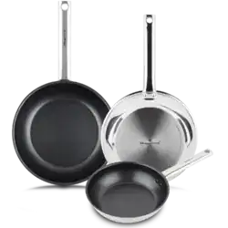 Magefesa Versatile Skillet 3-Pieces Set, 18/10 Stainless Steel, Works on All Stovetop