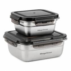 Fit 2 Piece Stainless Steel Covered Square Container Set - 13,52 Oz + 40,57 Oz